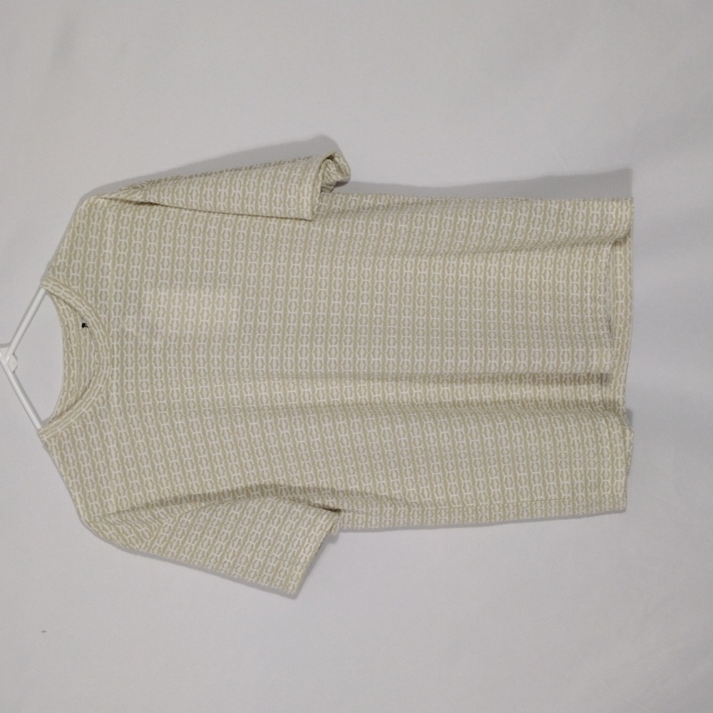 NWT Ike Behar Natural Tonal Jacquard Knit Y/D Crew Neck Tee Mens Size Medium